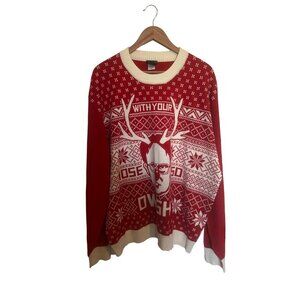 The Office Dwight Schrute Long Sleeve Rudolph Ugly Christmas Sweater Red Size 2X